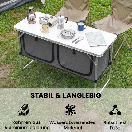Folding Camping Kitchen with Aluminum Frame and Storage