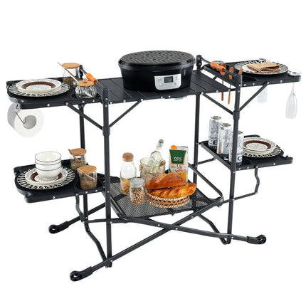 Folding Camping Kitchen with Aluminum Top, 135x54x88 cm