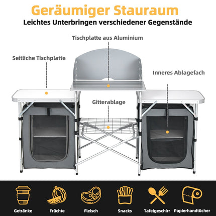 Folding Camping Kitchen with Carry Bag – Aluminum Cooking Station