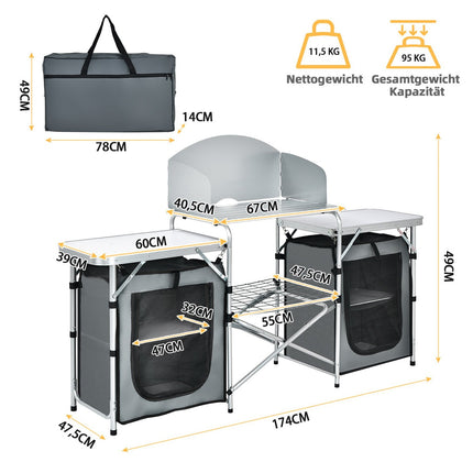 Folding Camping Kitchen with Carry Bag – Aluminum Cooking Station