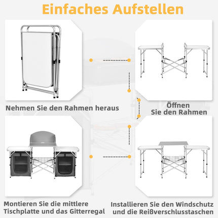 Folding Camping Kitchen with Carry Bag – Aluminum Cooking Station