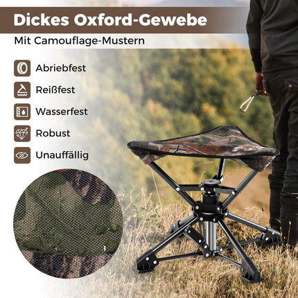 Folding Camping Stool, 360° Swivel, Anti-Sink Feet