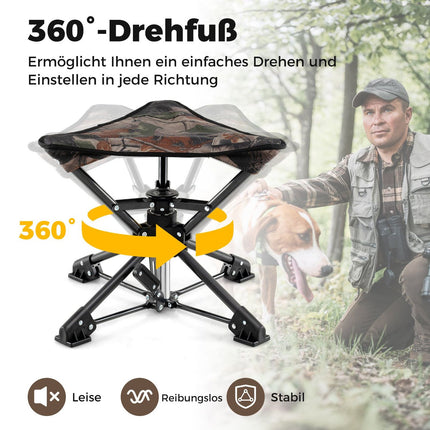 Folding Camping Stool, 360° Swivel, Anti-Sink Feet