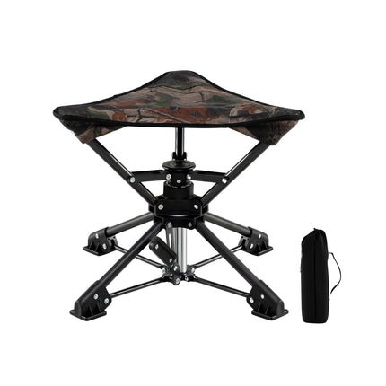 Folding Camping Stool, 360° Swivel, Anti-Sink Feet