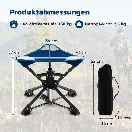 Folding Camping Stool with 360° Swivel & Anti-Sink Feet