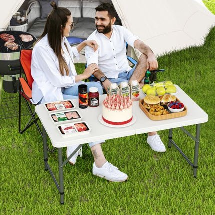 Folding Camping Table 122cm, Adjustable Height, HDPE Top