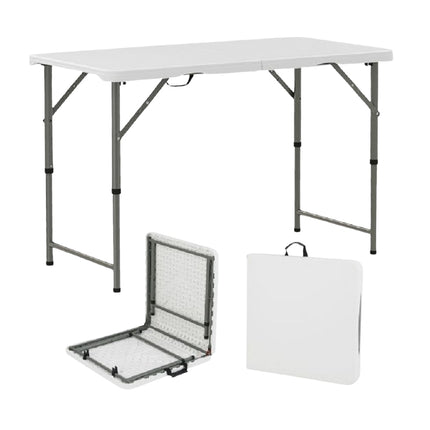 Folding Camping Table 122cm, Adjustable Height, HDPE Top