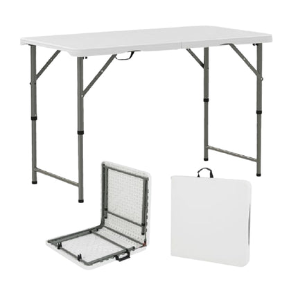 Folding Camping Table 122cm, Adjustable Height, HDPE Top