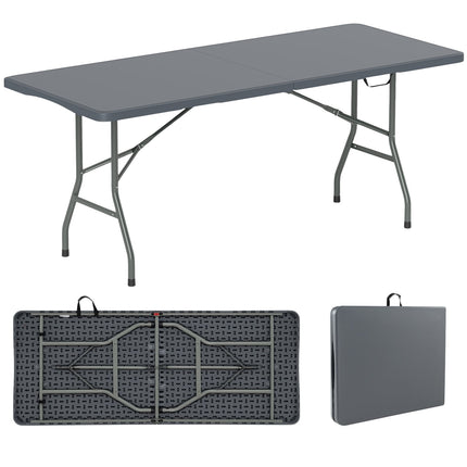 Folding Camping Table, 180x74cm, HDPE Top, Metal Legs