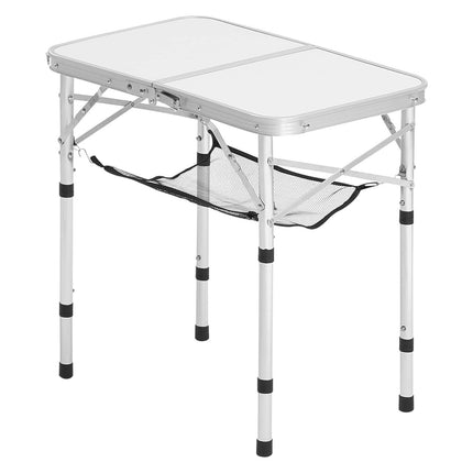 Folding Camping Table, Adjustable Height, 24x16 in, Silver