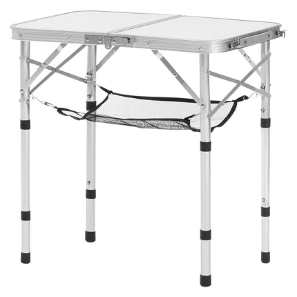 Folding Camping Table, Adjustable Height, 24x16 in, Silver