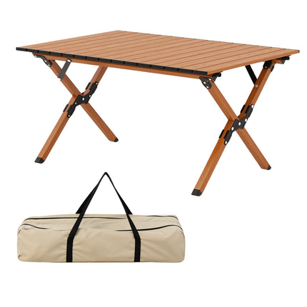 Folding Camping Table, Aluminum Roll-Up Top, Size M