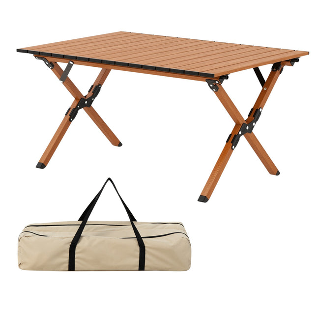 Folding Camping Table, Aluminum Roll-Up Top, Size M
