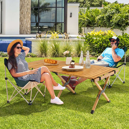 Folding Camping Table, Bamboo, Carry Bag, 122x60cm