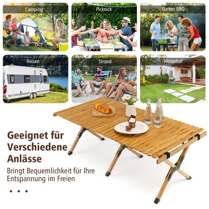 Folding Camping Table, Bamboo, Carry Bag, 122x60cm