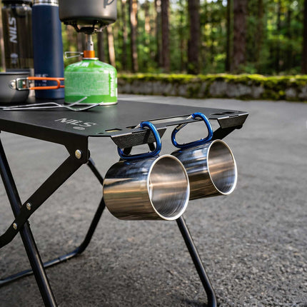 Folding Camping Table, Black, Steel Frame with Cover