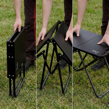 Folding Camping Table, Black, Steel Frame with Cover