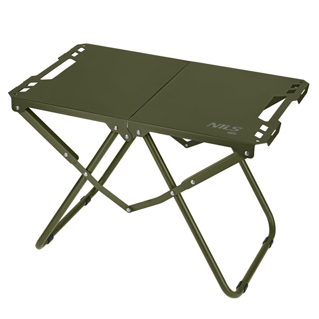 Folding Camping Table, Green, Steel Frame, Carry Cover