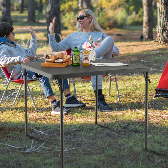 Folding Camping Table, HDPE Top, Steel Frame, 330 lb