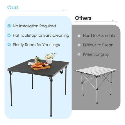 Folding Camping Table, HDPE Top, Steel Frame, 330 lb