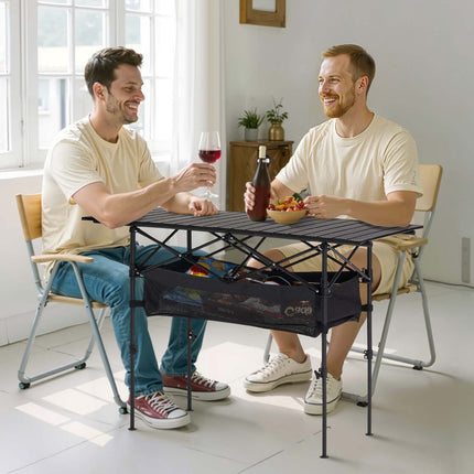 Folding Camping Table, Roll-Up Aluminum, Adjustable Height