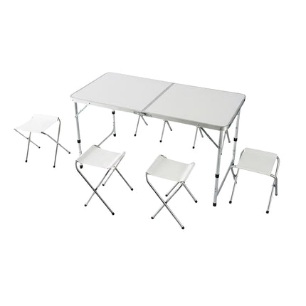 Folding Camping Table with 4 Stools, Adjustable Height
