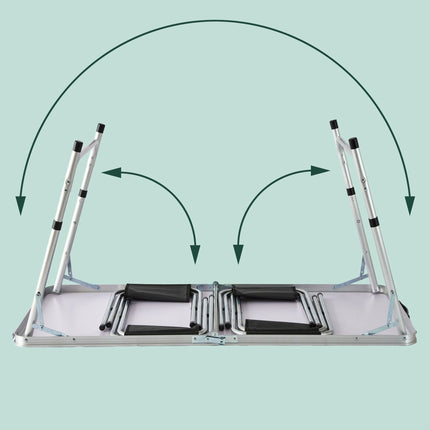 Folding Camping Table with 4 Stools, Adjustable Height