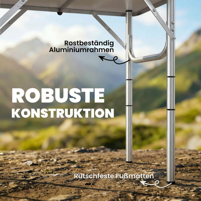 Folding Camping Table with Mesh, Adjustable Heights, Aluminum