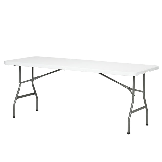Folding Camping table for 6, HDPE, 180x75x73 cm White