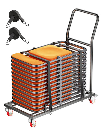 Folding Chair Cart, Holds 25 Chairs, 300 lb Capacity