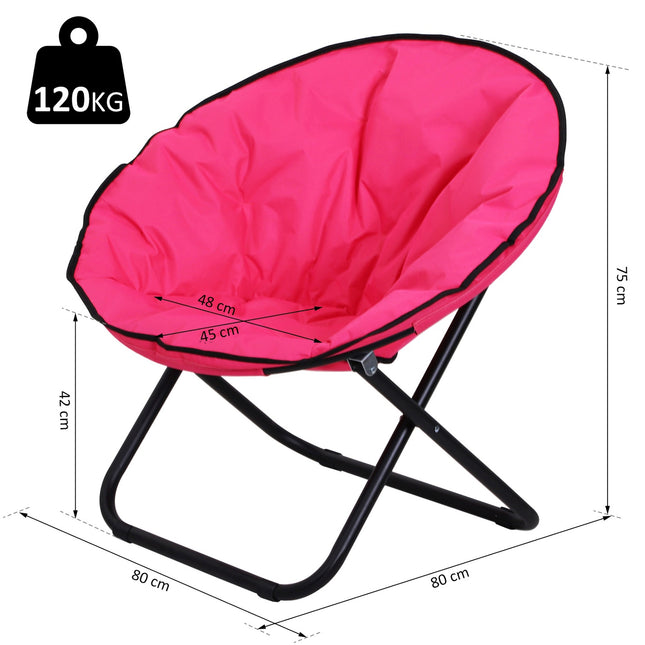 Folding camping chair, upholstered metal & Oxford, pink