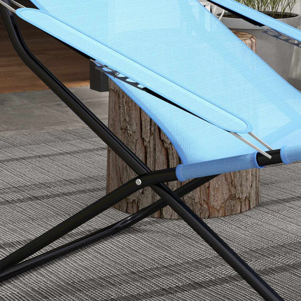 Adjustable blue camping chair, cushion, supports 120 kg