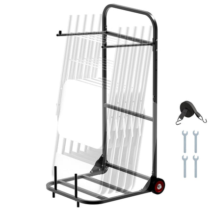 Folding Chair Storage Cart, Holds 10, 100 lb, Wheels
