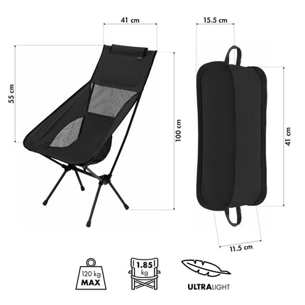 Folding Chair, Ultra Light, Black, Portable