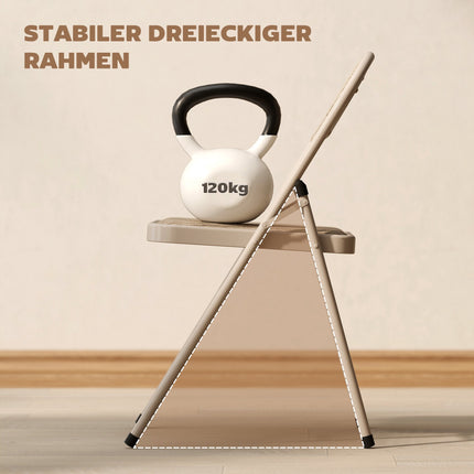 Folding Chairs 2-Pack, Metal Legs, Linen Look, Beige