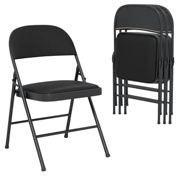 Folding Chairs, 4-Pack, Metal Frame, 150 kg Load
