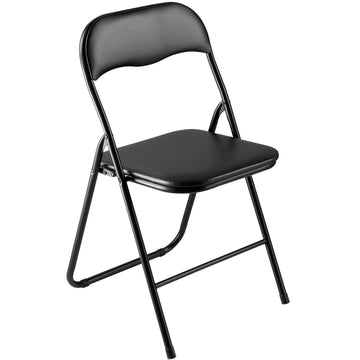 Folding Chairs, 4-Pack PVC Leather Padded, Metal Frame