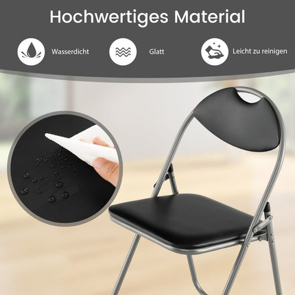 Folding Chairs Set of 4, Metal Frame, Padded Seats