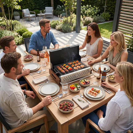 Folding Charcoal Grill, 2 Heights, 4-Sided Ventilation, Black