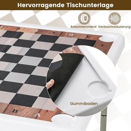 Folding Chess Table with Removable Mat & Cup Holders