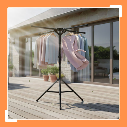 Folding Clothes Drying Rack, Space-Saving, 4 Arms
