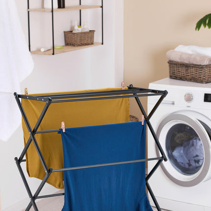 Folding Clothes Drying Rack with Pegs, 6 Tiers
