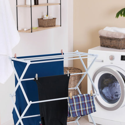 Folding Clothes Drying Rack with Pegs, Space-Saving