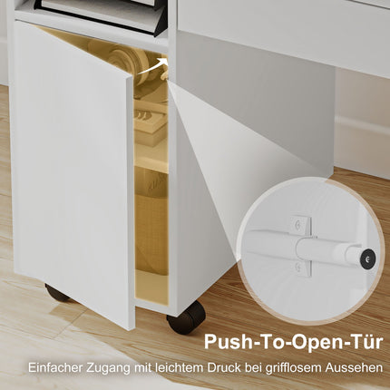 Folding Computer Desk with Cabinet and Drawer, White