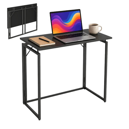 Folding Desk, Black – 80 x 40 cm, Wood & Steel