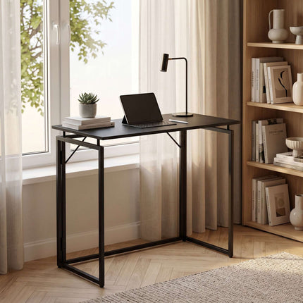 Folding Desk, Black – 80 x 40 cm, Wood & Steel