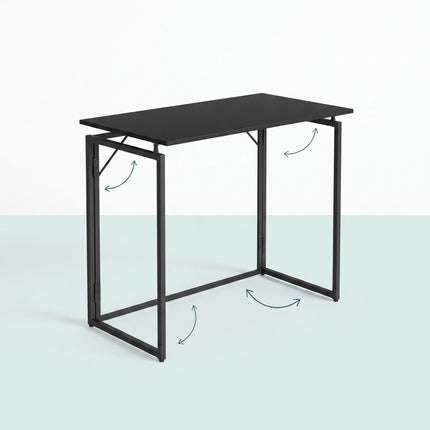 Folding Desk, Black – 80 x 40 cm, Wood & Steel