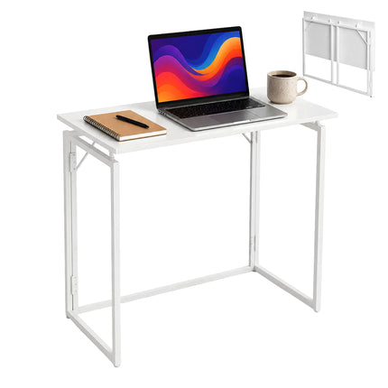 Folding Desk, White, 80x40 cm, Wood & Steel Frame