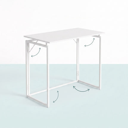 Folding Desk, White, 80x40 cm, Wood & Steel Frame