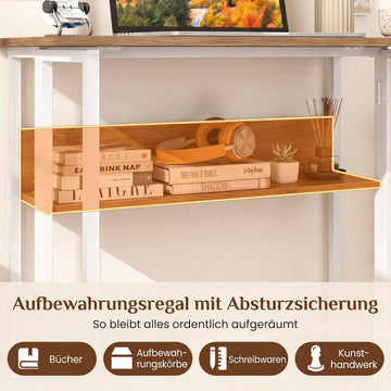 Folding Desk with Storage Shelf and Drop Leaf, Natural